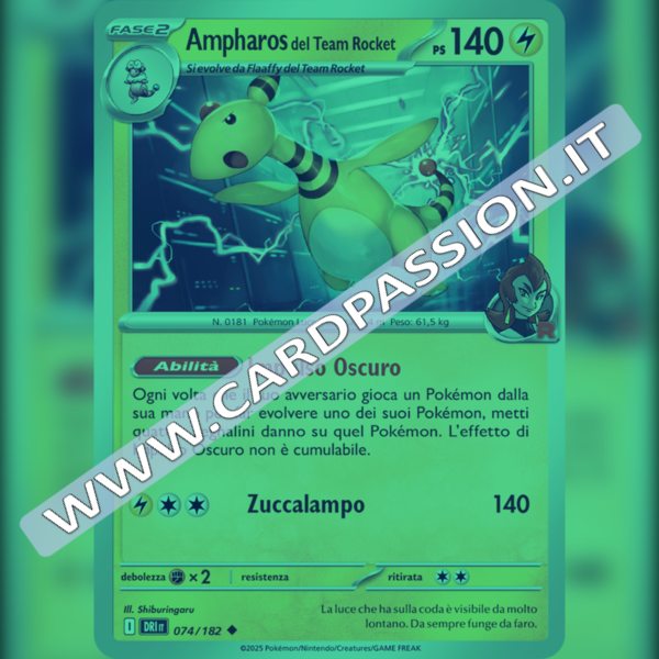 074/182 Ampharos del Team Rocket Reverse | Rivali Predestinati