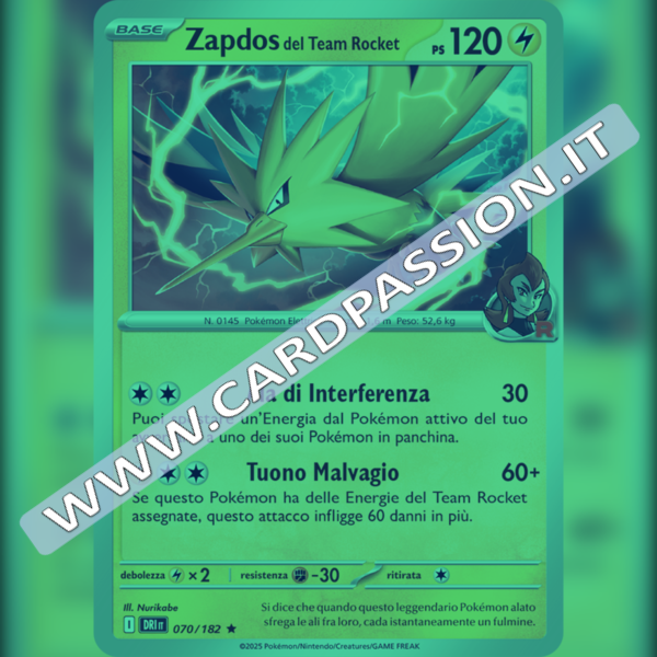 070/182 Zapdos del Team Rocket Reverse | Rivali Predestinati
