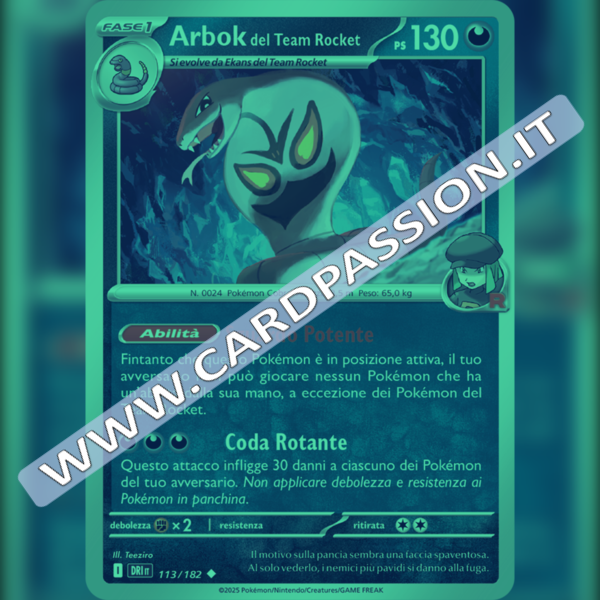 113/182 Arbok del Team Rocket Reverse | Rivali Predestinati