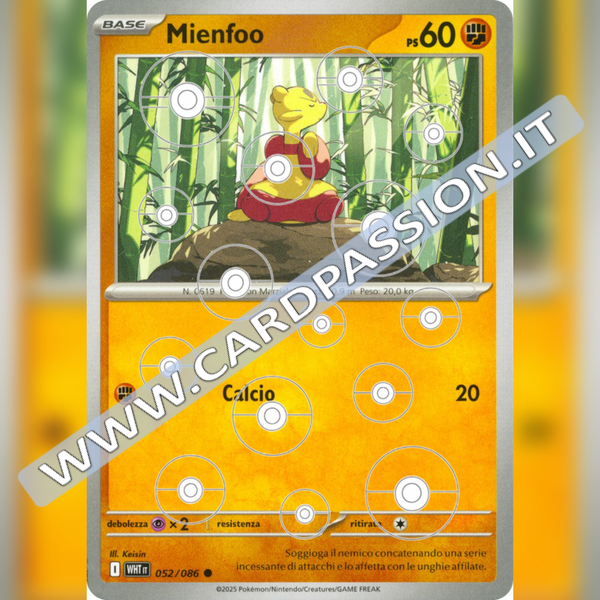 052/086 Mienfoo Poke Ball Reverse | Fuoco Bianco