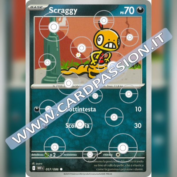 057/086 Scraggy Poke Ball Reverse | Fuoco Bianco