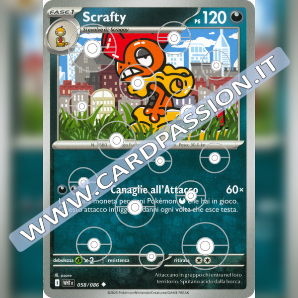 058/086 Scrafty Poke Ball Reverse | Fuoco Bianco