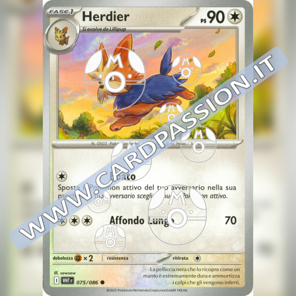 075/086 Herdier Master Ball Reverse | Fuoco Bianco