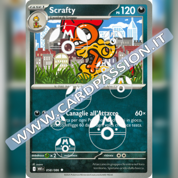 058/086 Scrafty Master Ball Reverse | Fuoco Bianco