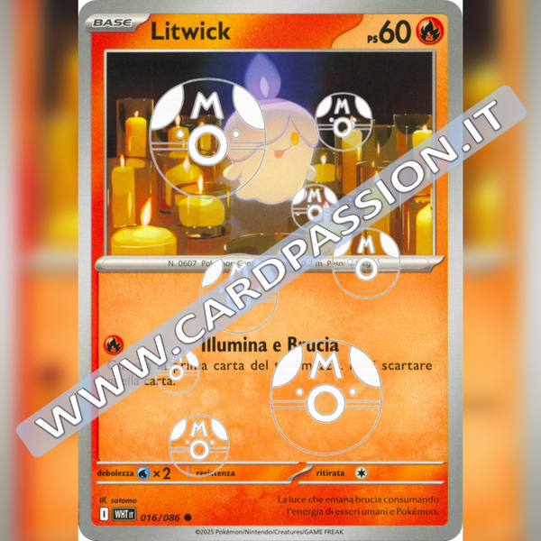 016/086 Litwick Master Ball Reverse | Fuoco Bianco
