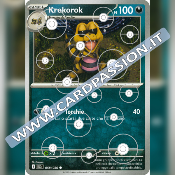 058/086 Krokorok Poke Ball Reverse | Luce Nera