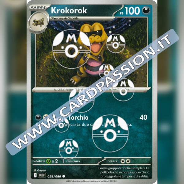 058/086 Krokorok Master Ball Reverse | Luce Nera