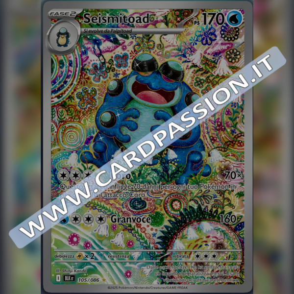 105/086 Seismitoad Illustrazione Rara | Luce Nera