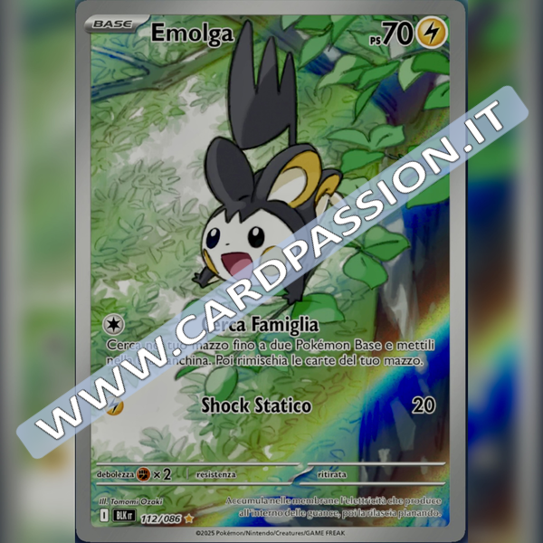 112/086 Emolga Illustrazione Rara | Luce Nera