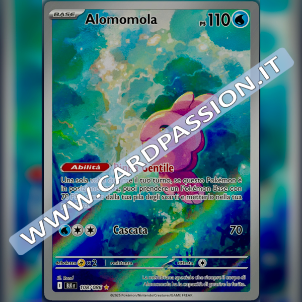 108/086 Alomomola Illustrazione Rara | Luce Nera