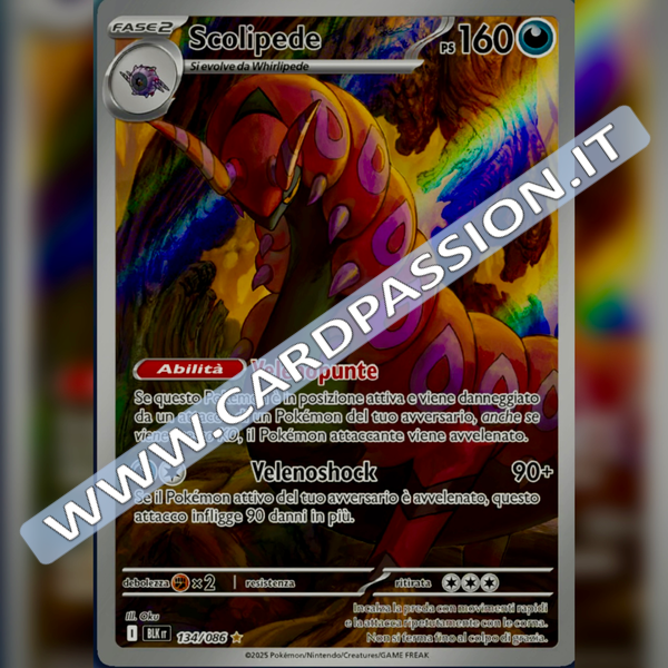 134/086 Scolipede Illustrazione Rara | Luce Nera