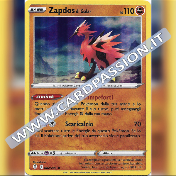 082/203 Zapdos di Galar Holo | Evoluzioni Eteree - Card Passion