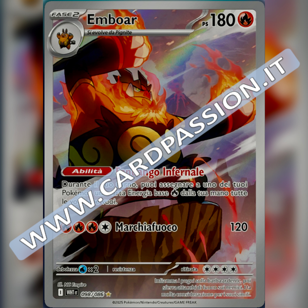 098/086 Emboar Illustrazione Rara | Fuoco Bianco