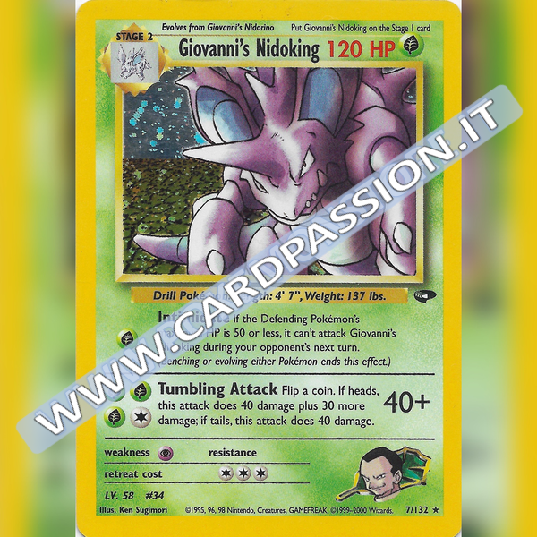 7/132 Giovanni's Nidoking Holo Excellent | Gym Challenge (EN)