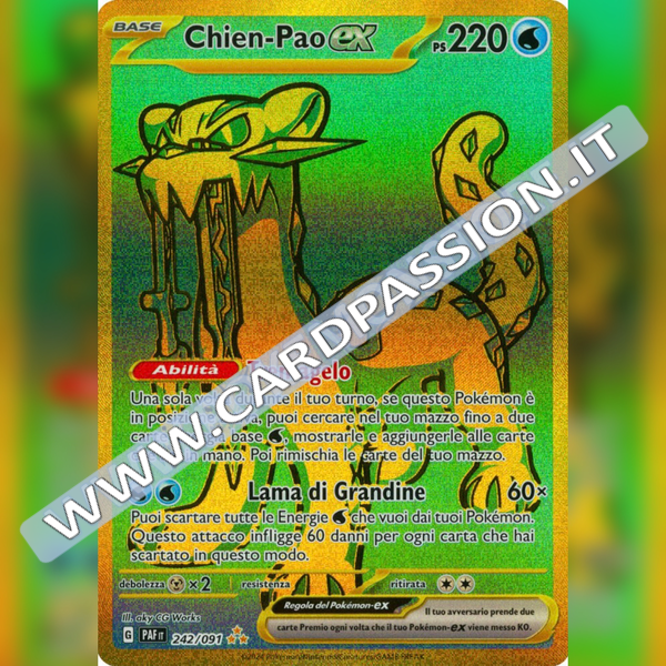 242/091 Chien-Pao Ex Emerald Gold | Destino di Paldea