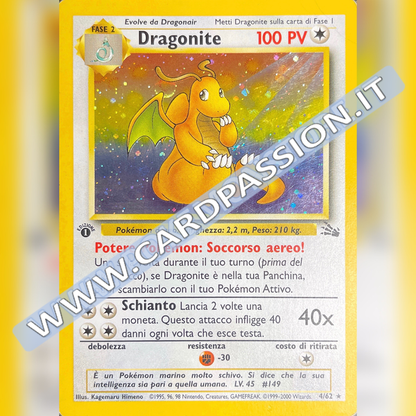 4/62 Dragonite Holo Prima Edizione Played | Set Fossil (IT)
