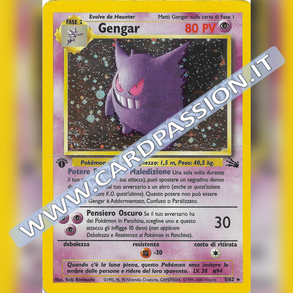 5/62 Gengar Holo Prima Edizione Played | Set Fossil (IT)