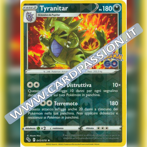 043/078 Tyranitar Rara Reverse | Pokemon GO - Card Passion