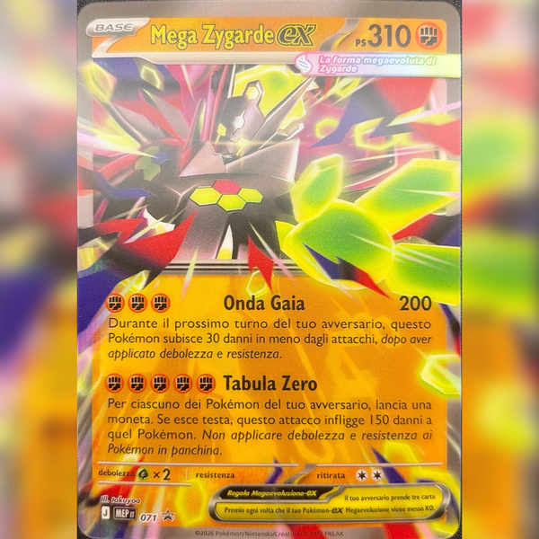 MEP071 Mega Zygarde ex | Carta Gigante Lenticolare (3D) 13,3 X 18,2cm