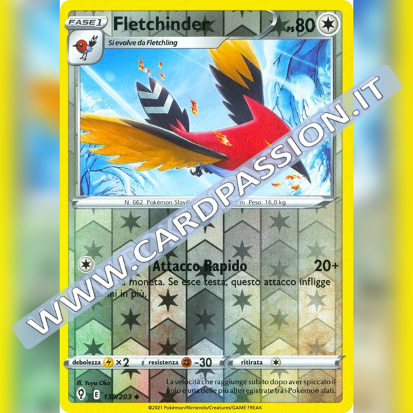139/203 Fletchinder Reverse | Evoluzioni Eteree - Card Passion