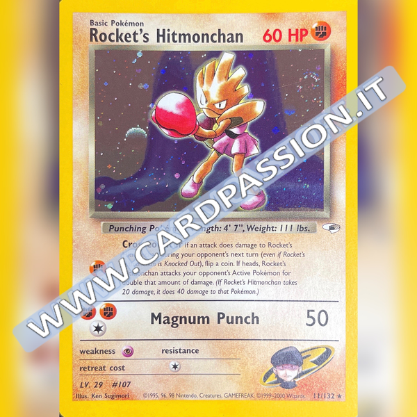 11/132 Rocket's Hitmonchan Holo Near Mint | Gym Heroes (EN)
