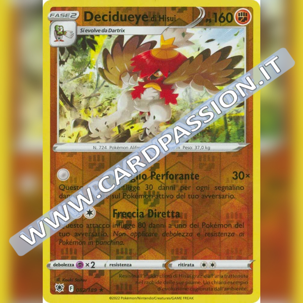 082/189 Decidueye di Hisui Rara Reverse | Lucentezza Siderale - Card Passion