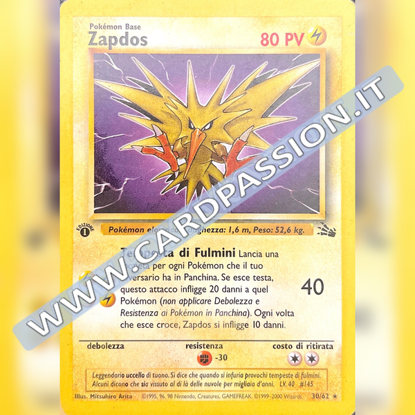 30/62 Zapdos Prima Edizione Excellent | Set Fossil (IT)