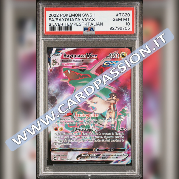 PSA cheapest 10 GEM MINT 2022 Pokemon Silver Tempest Alt Art Rayquaza VMAX TG20/TG30